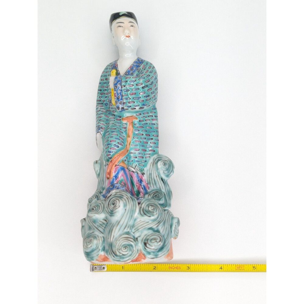 Antique Early 20th c. Chinese Famille Rose Porcelain Figurine Waves Immortallity - Picture 11 of 12
